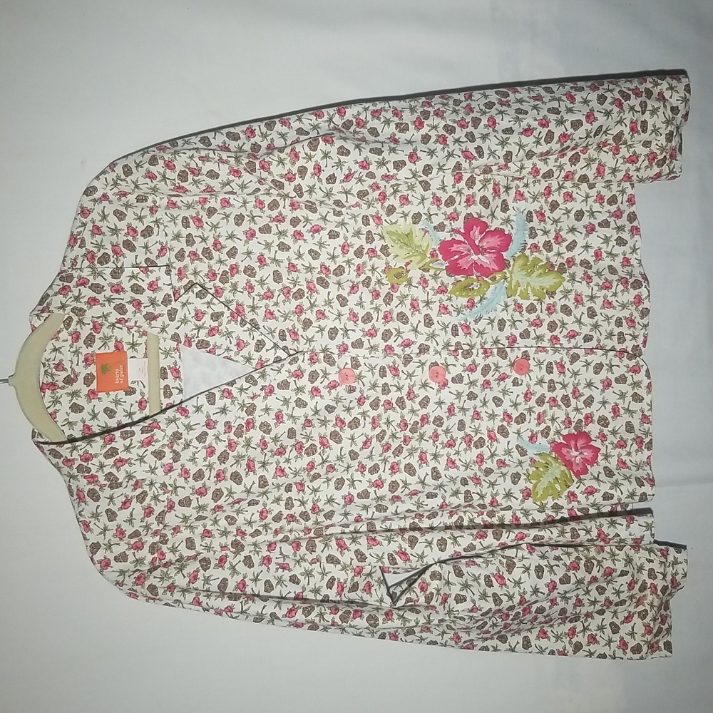 Floral  blazer,jacket, embroidered ,light fabric, womens size 14.